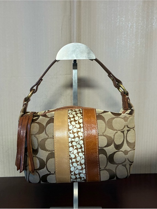 Coach Handbags - Coach Signature Jacquard Mini Bag with Tassel